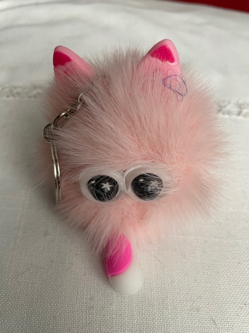 Keychain/Bag Charms 5 Fluffy Pom Pom,Purple,Pink,Blue,White,Black NEW - Picture 3 of 8